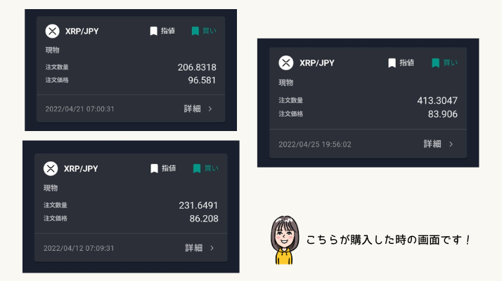 2022年XRPの購入履歴