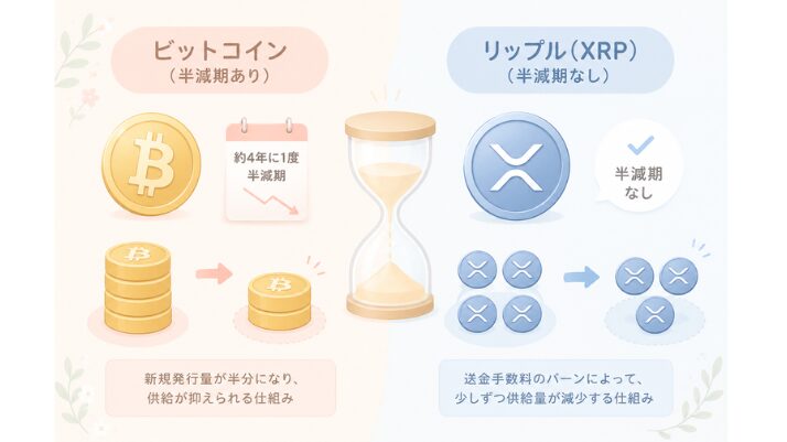 ビットコインとリップル　半減期の有無